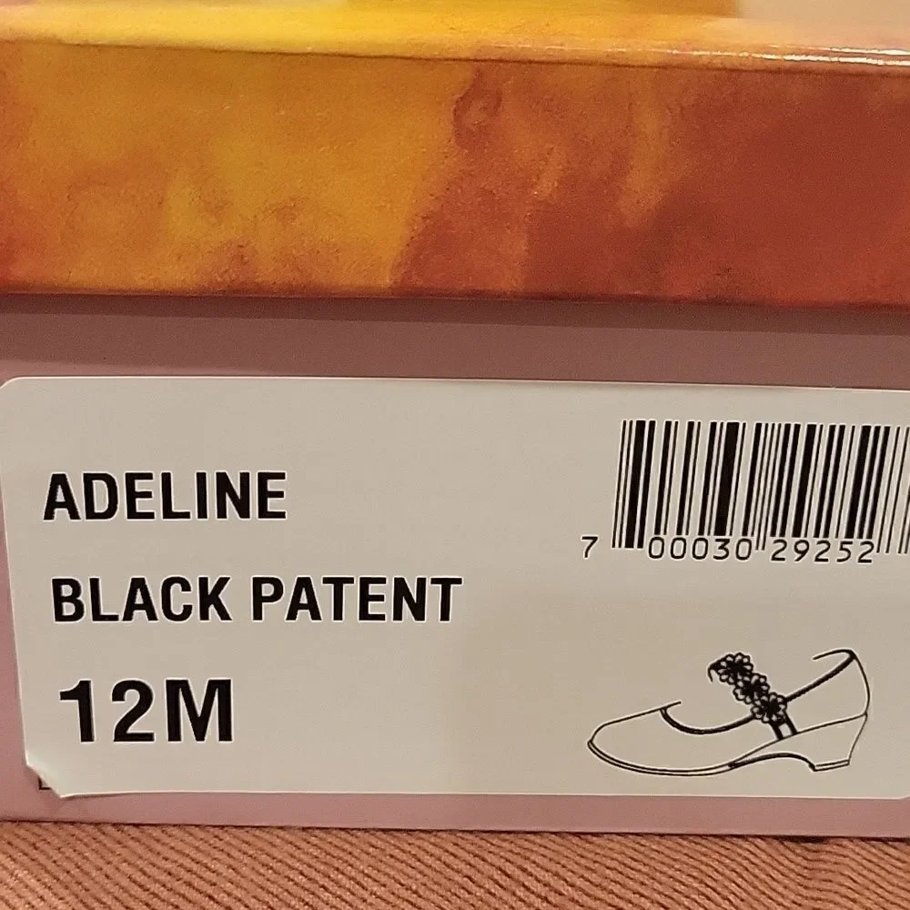 Rachel shoes, black patent, girls 12 M